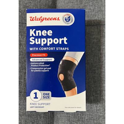 Knee Support with Comfort Straps One Size Black Left or Right Gel Pad Support