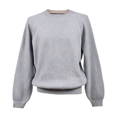 Pre-owned Brunello Cucinelli Men's Crew Neck Cashmere Blend Knit Sweater In Blue