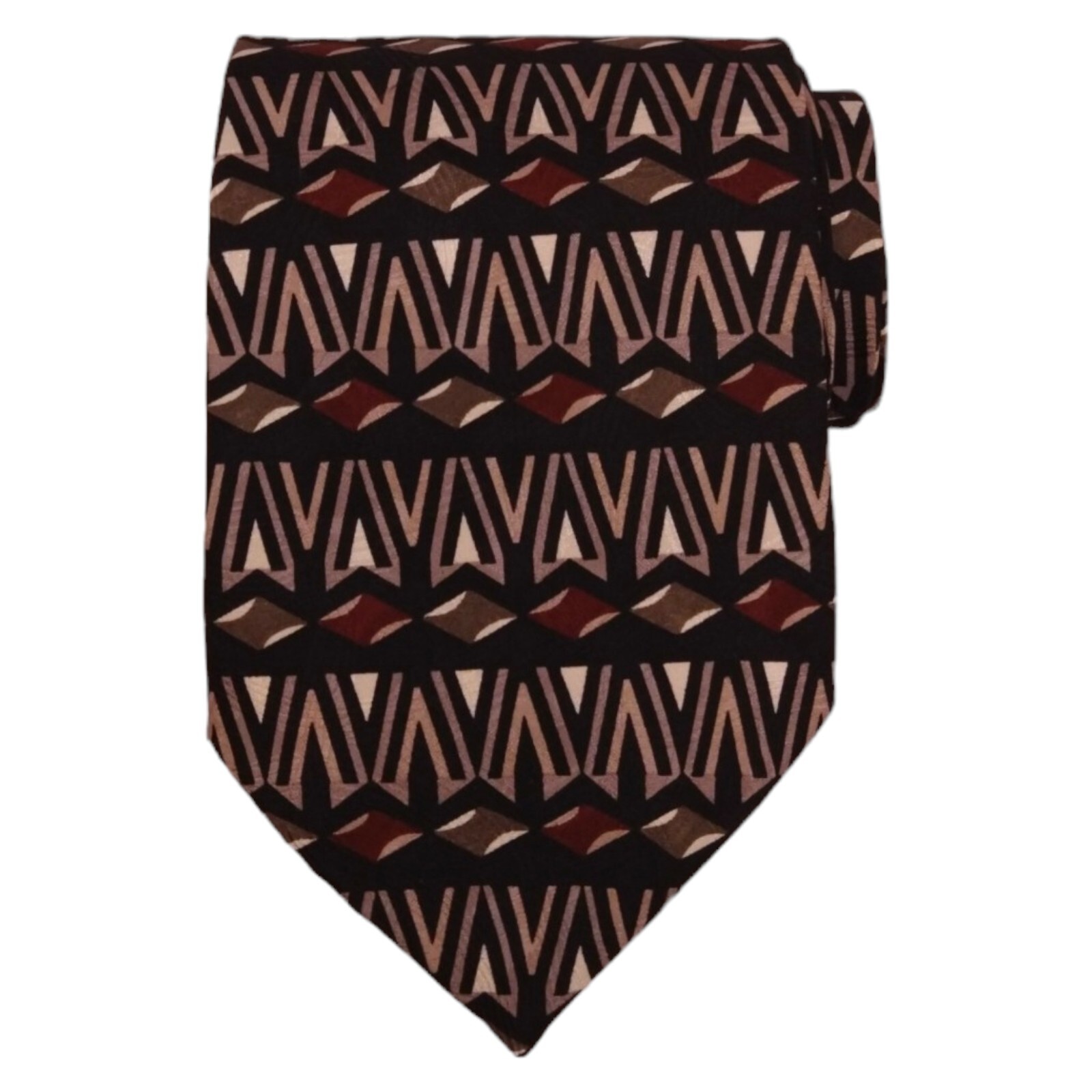 PIERRE BALMAIN Mens Classic Tie 4.0 Silk Black Gray Brown Designer Print Necktie