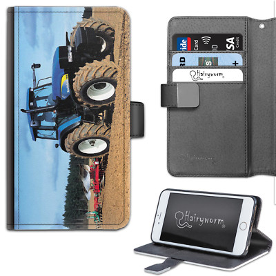 Blue Tractor Plough Farm PU Leather Wallet Phone Case;Flip Case;Cover