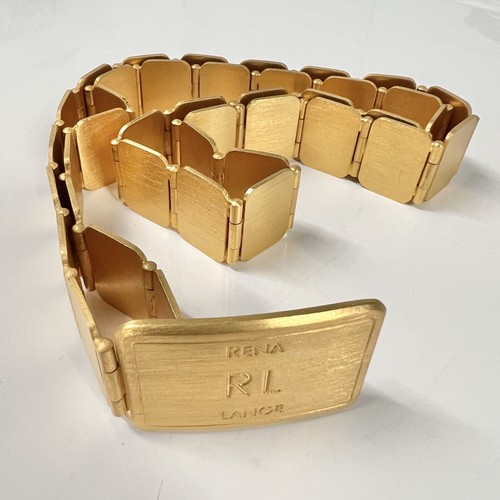 Vtg Rena Lange RL Gold Hinge Clasp Chain Link Belt M L 33