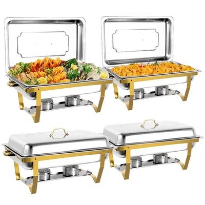 Chafing Dishes for Buffet 4 Pack, 8QT Stainless Steel Chafing ...