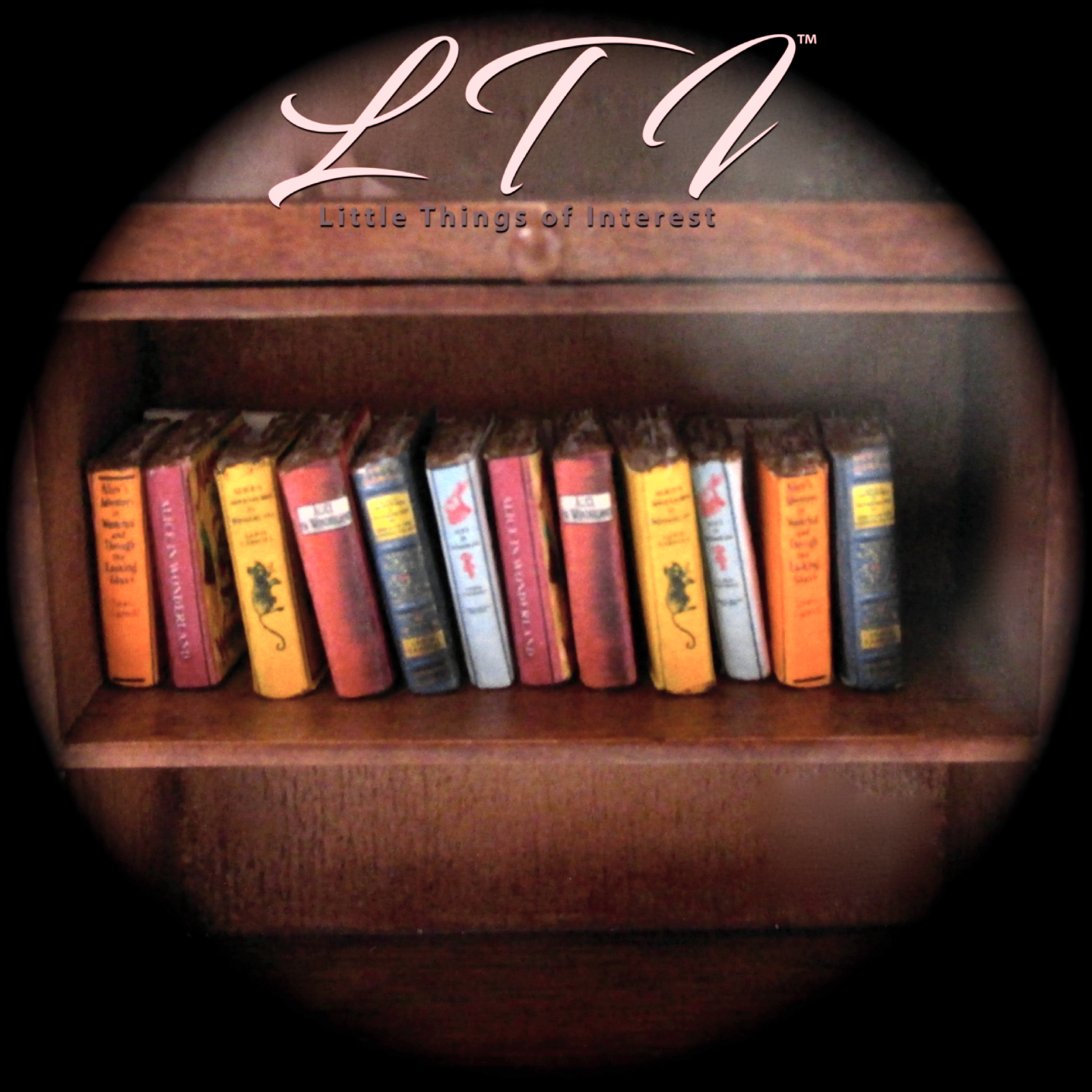 6 ALICE IN WONDERLAND Dollhouse Miniature Books 1:12 Scale PROP Faux Bookshelf