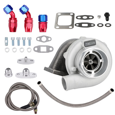 GT3037 GT3076 T3 Flange 500HP Universal Turbo Turbocharger+ Oil In & Return Line