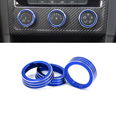 For VW Jetta Golf GTI MK7 Blue Anodized Alloy AC Climate Control Knob Cover Trim