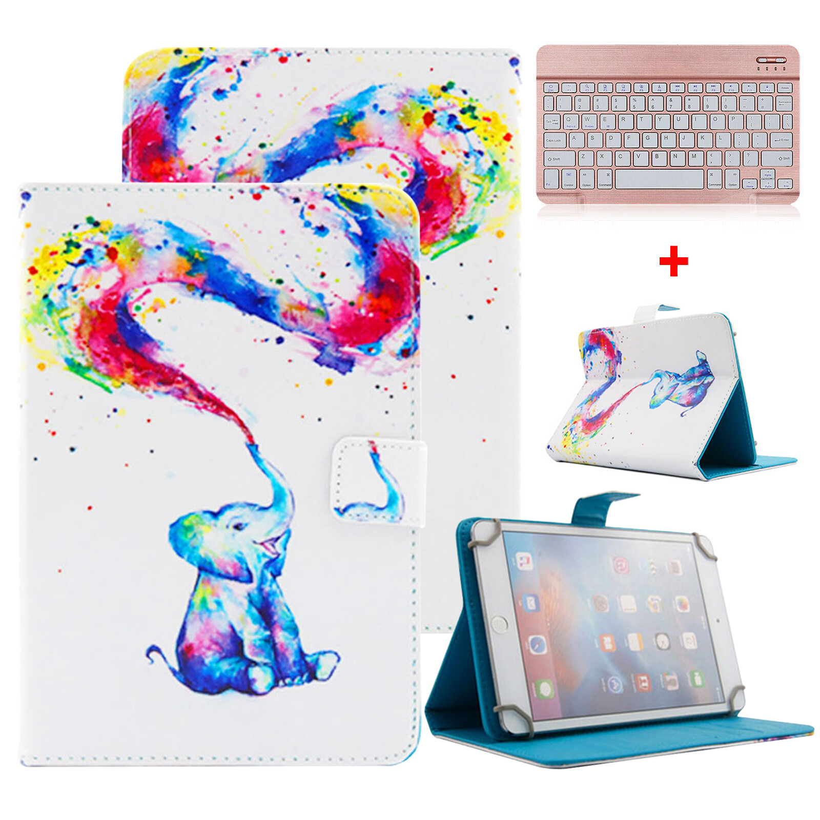 For Onn 10.1" inch Android Tablet Keyboard Universal Pattern Leather Case Cover