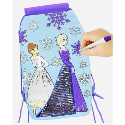 Disney Frozen 2 COLOR N&rsquo; STYLE Sequin Backpack With Markers Gem Stickers NEW