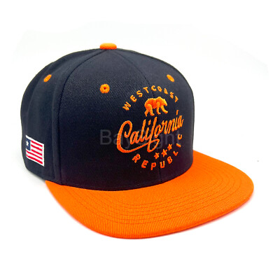 Baseball Cap Snapback Adjustable Hat Flat Brim Trucker Hats California Republic