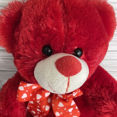 Best Made Toys Red Stuffed Bear Bow with Hearts Plush Valentines Day