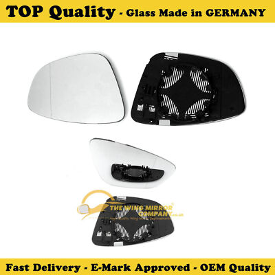 Fits VW Scirocco 2008->2020 RHS, Wing Mirror Glass WIDE ANGLE Heated Base Plate