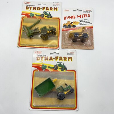 LOT OF 2 NEW Dyna-Farm Die-Cast Metal Tractors And 1 Dyna- Mites Dump Truck