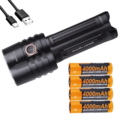 Fenix LR35R 10000 Lumen Long Throw Rechargeable LED Flashlight with 4x Batteries