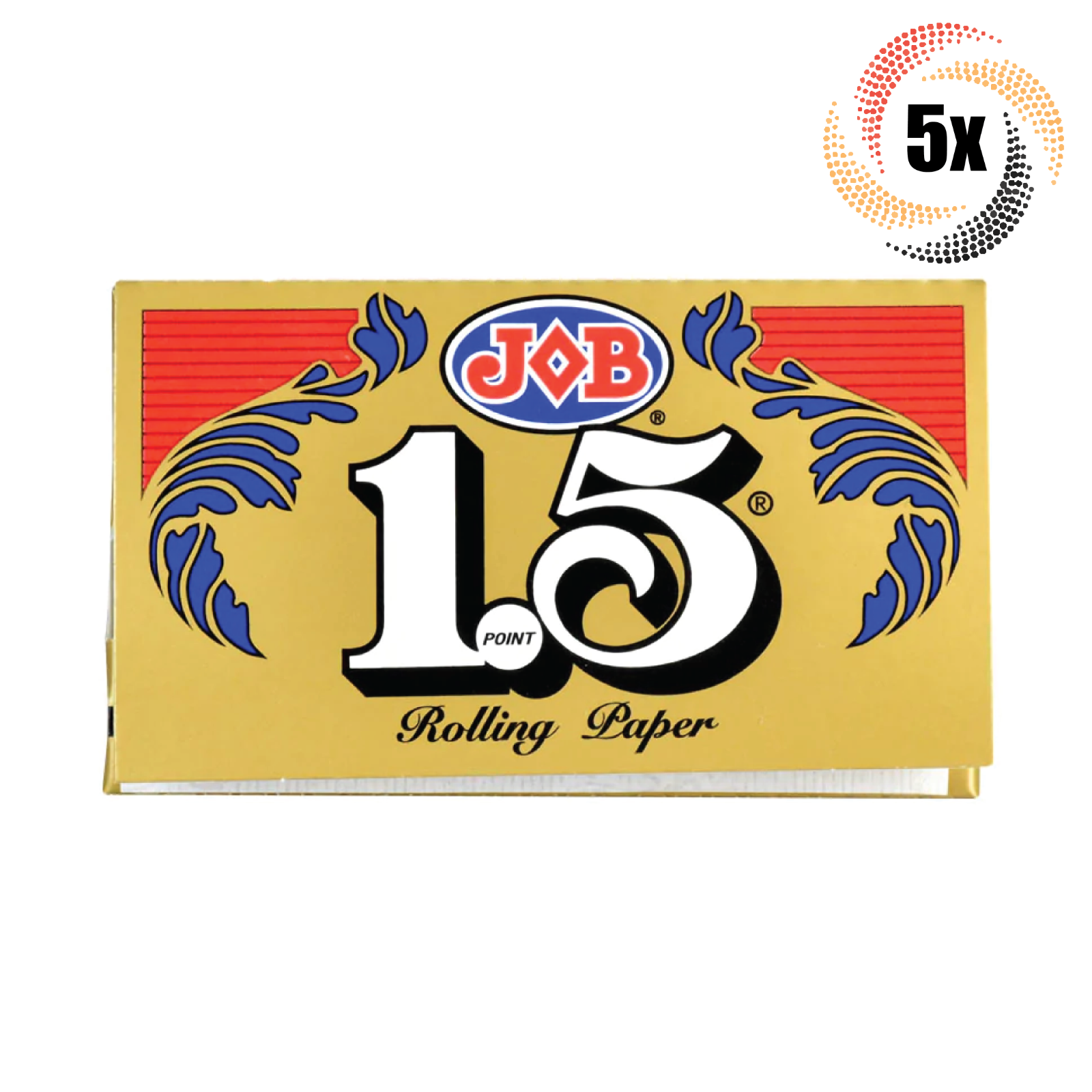5x Packs Job Gold 1.5 | 24 Papers Per Pack | + 2 Free Rolling Tubes!