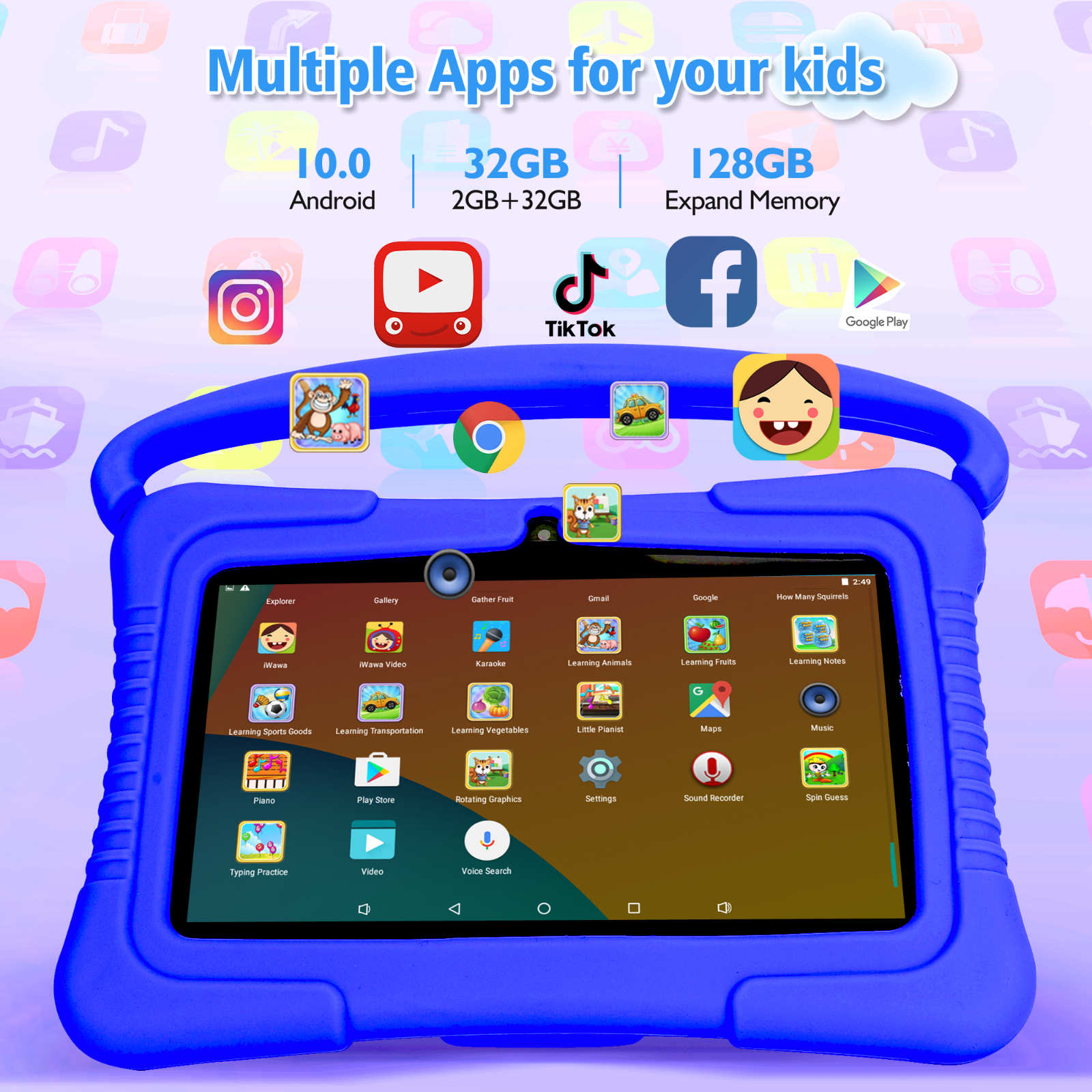Veidoo Kids Tablet, 7 inch Android Tablet PC, 2GB RAM 32GB ROM, Learning Tablet