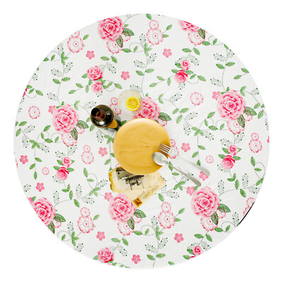 Round Vinyl Fitted Tablecloth with Flannel Backing Elastic Table Cloth HaODL
