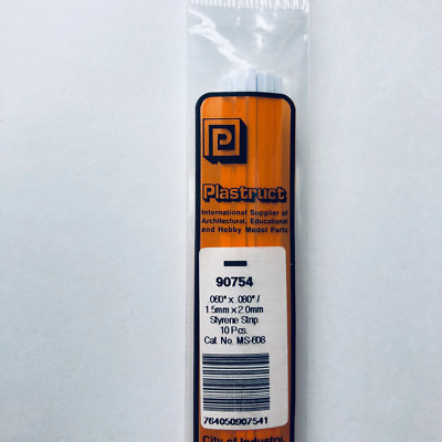 Plastruct 90754 Styrene Rectangle Strip 0.060''x 0.080''x 10'' (10)