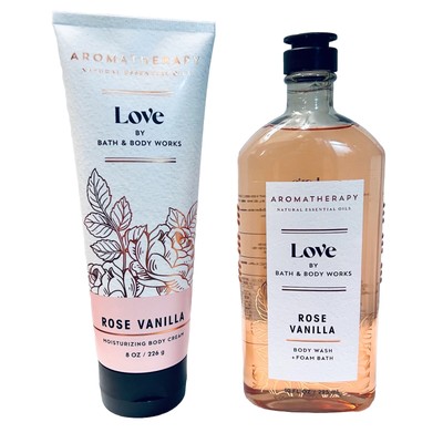 Bath & Body Works Love Rose Vanilla Aromatherapy Body Cream Wash Set Retired