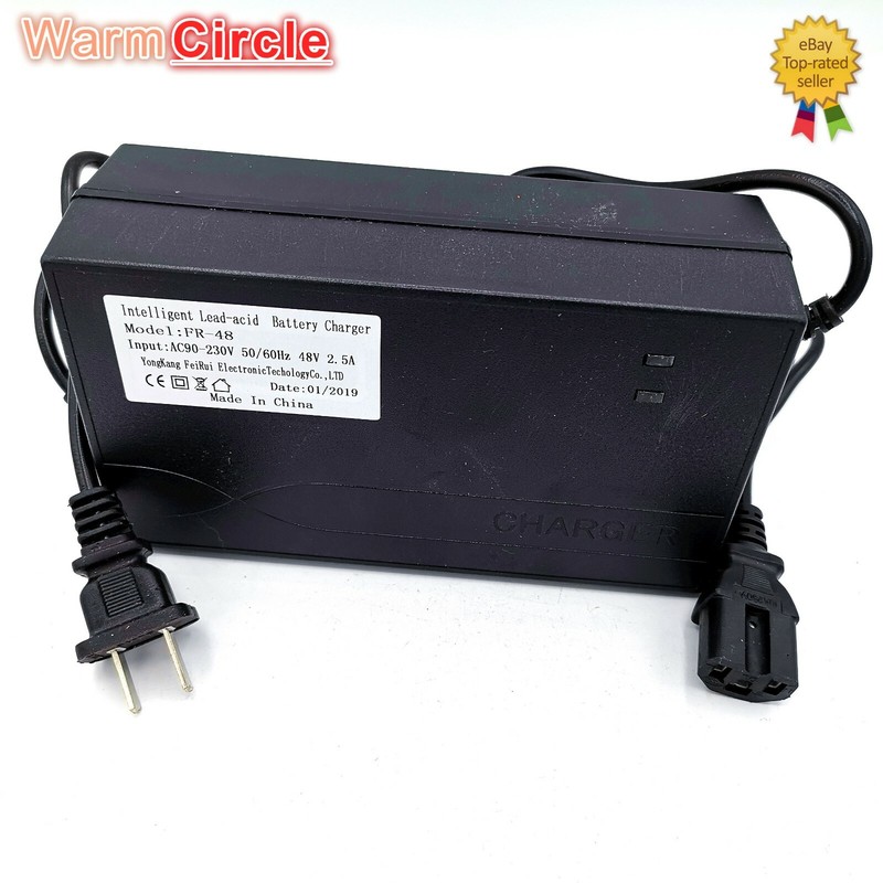 48 Volt 2.5 Amp Electric Scooter ATV Gokart Bike Battery Charger Plug 48V 2.5A