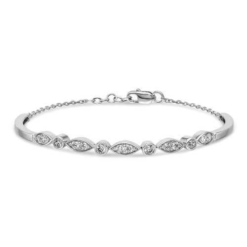 14k White Gold Lab Grown Diamond SI1/SI2, G H I, Bangle