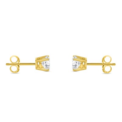 Pre-owned Shine Brite With A Diamond 3/4 Ct Round Labcreated Grown Diamond Earrings 14k Yellow Gold D/vvs Basket Push