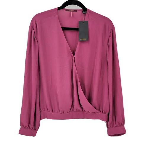 Scotch & Soda Women's Medium Pink Balloon Sleeve Classy Wrap