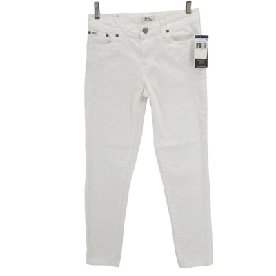 NWT POLO RALPH LAUREN Tompkins Skinny Jeans White Embroidered Girls Size 16