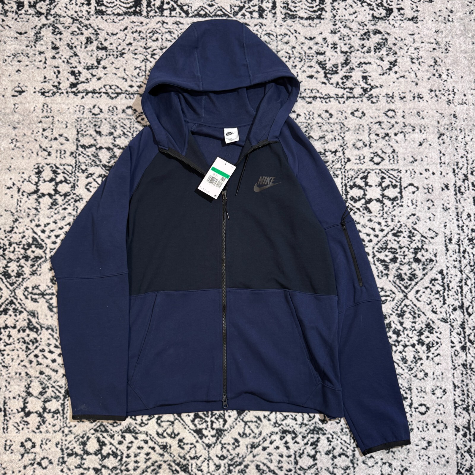 Vintage Nike Unisex Navy Cotton Hoodie Zip Size XL Y2K 90s