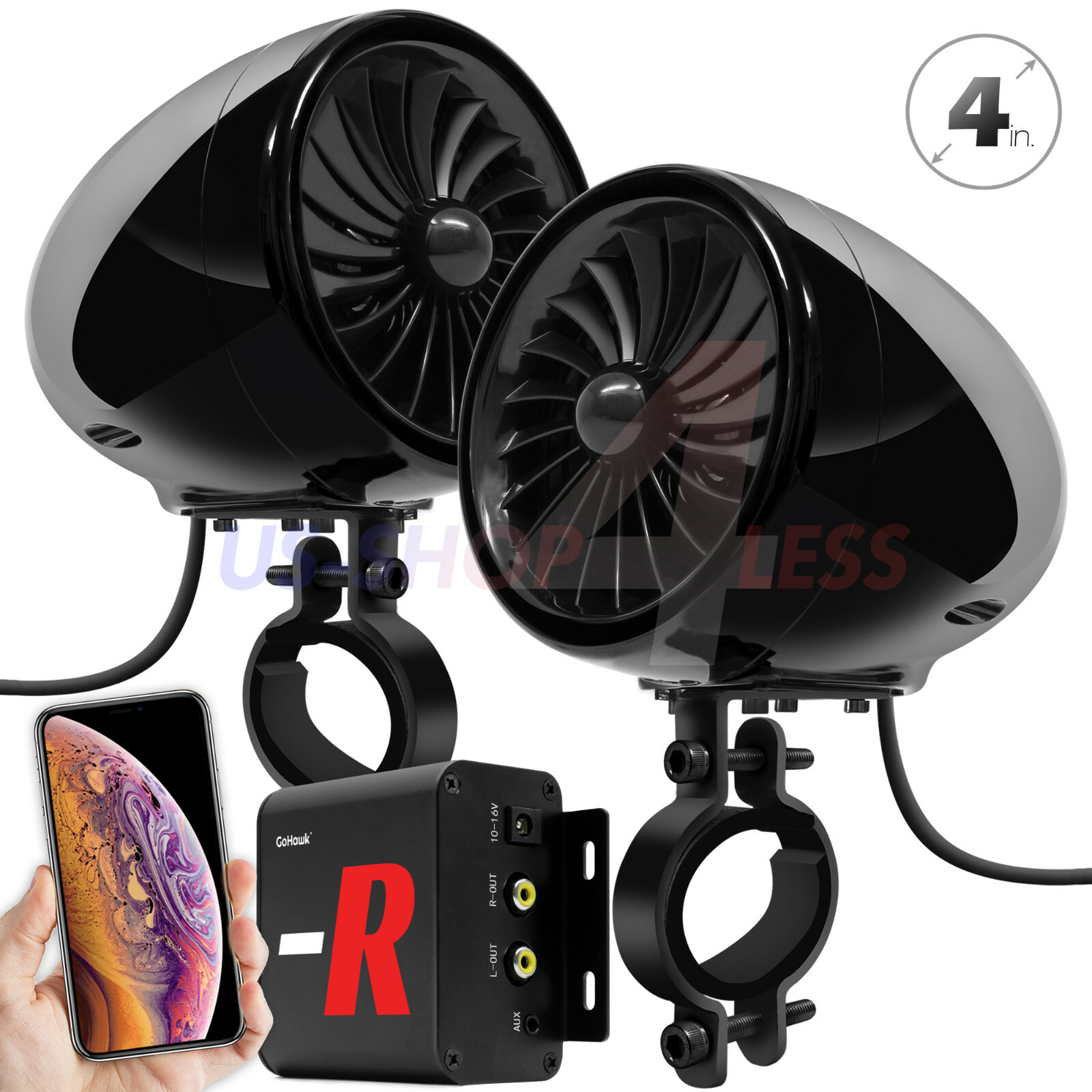 Refurbished Amplifier Bluetooth Motorcycle Stereo Speaker Audio FM Radio System