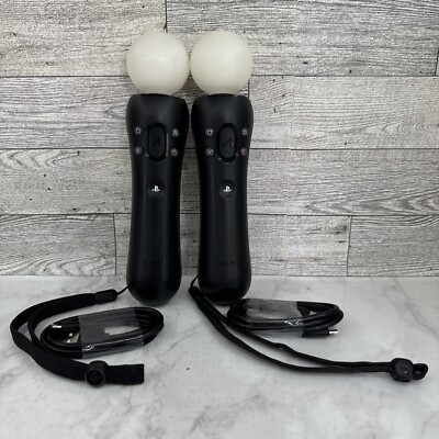 2x Sony PlayStation Move Motion Controllers PS4 PS5 PS VR CECH-ZCM2U w/ Cables