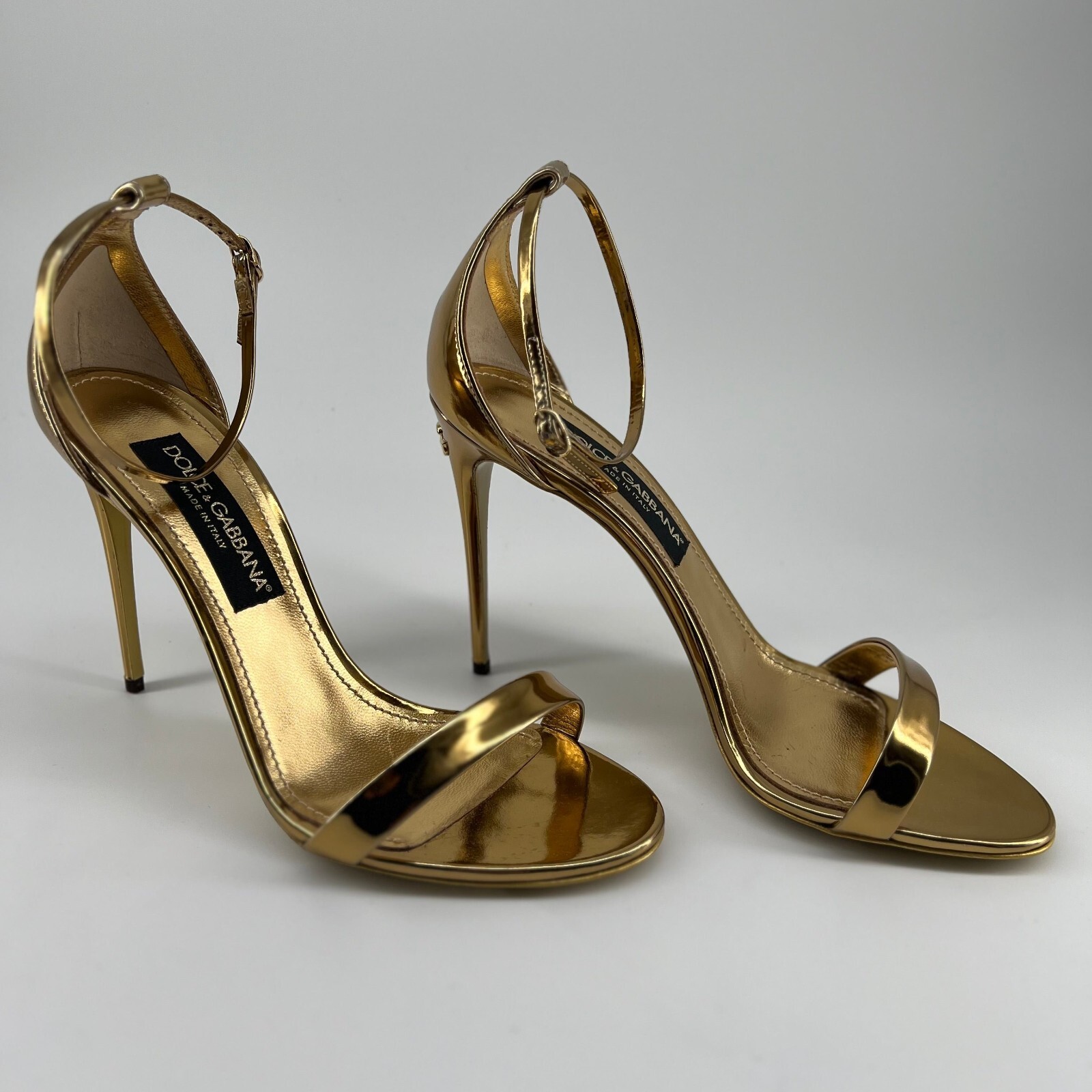 Dolce & Gabbana Keira Metallic Gold Stiletto Sandals | eBay