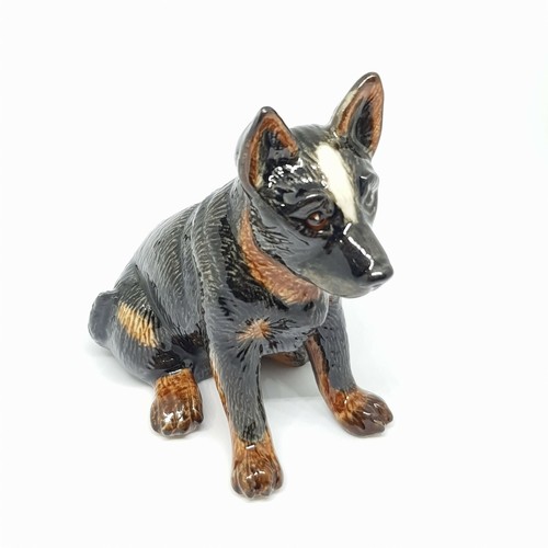 Australian Cattle Dog Sitting Ceramic Figurine - Dark Approx 9cm