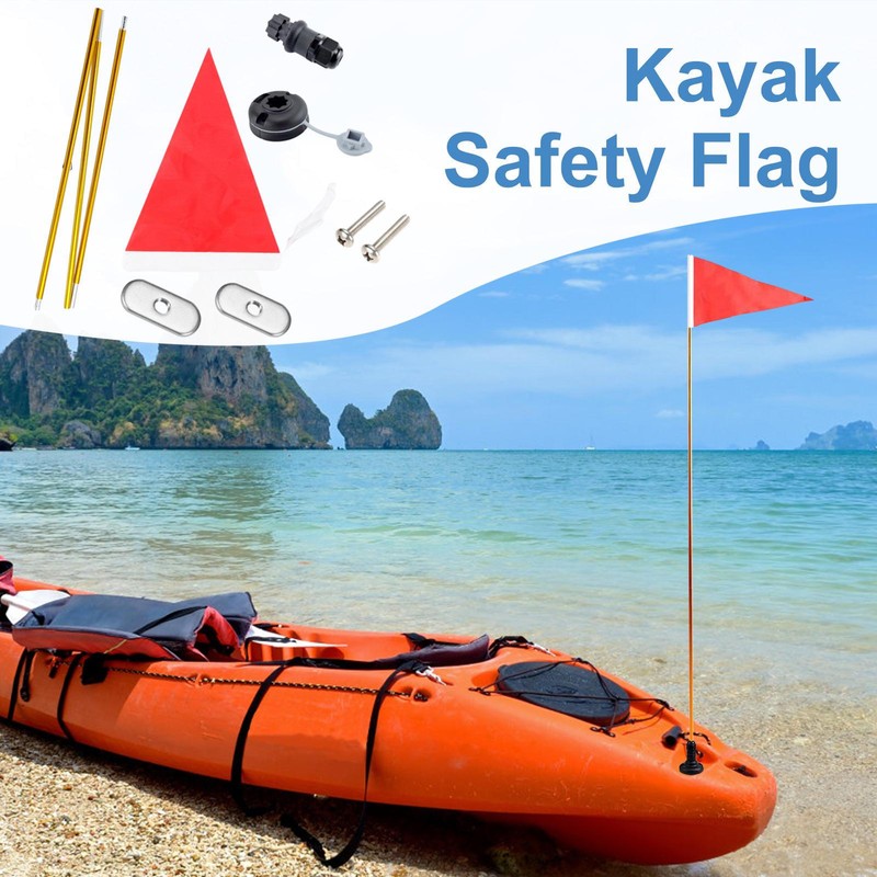 Safety Flag Canoe Flag Pole Mount Base Foldable Kayaking Visibility Kit