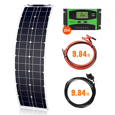 50W 12V Flexible Solar Panel with 20A Charge Controller For  Car RV Boat Camping