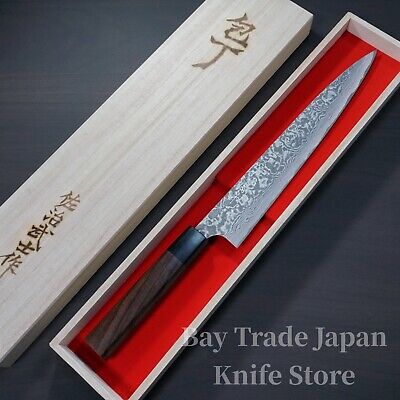Japanese Saji Takeshi SG2 Black Damascus Sujihiki Knife 240mm Rosewood
