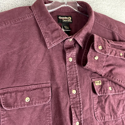 Gander Mountain Shirt Mens 2XL Maroon Chamois Flannel Shacket Pockets Hunting