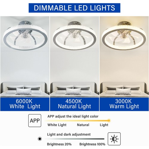 TCFUNDY LED Ceiling Fan with Light Phone & Remote Control with Bluetooth Speaker