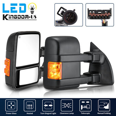 Pair Power Heated  Turn Signal Tow Mirrors for 99-07 Ford F250-F550 Super Duty