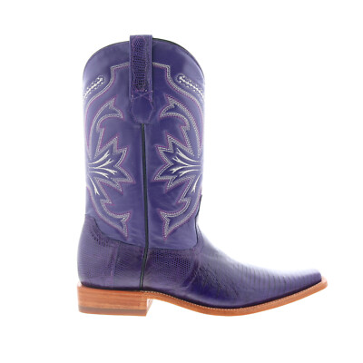 Los Altos Versace Square Toe Teju Lizard Mens Purple Wide Cowboy Western Boots