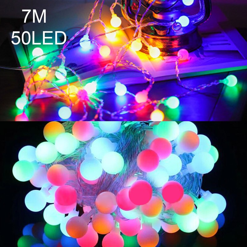7 M 50LED Solar Kugel Lichterkette Garten Außen Party bunt Lichterkette 