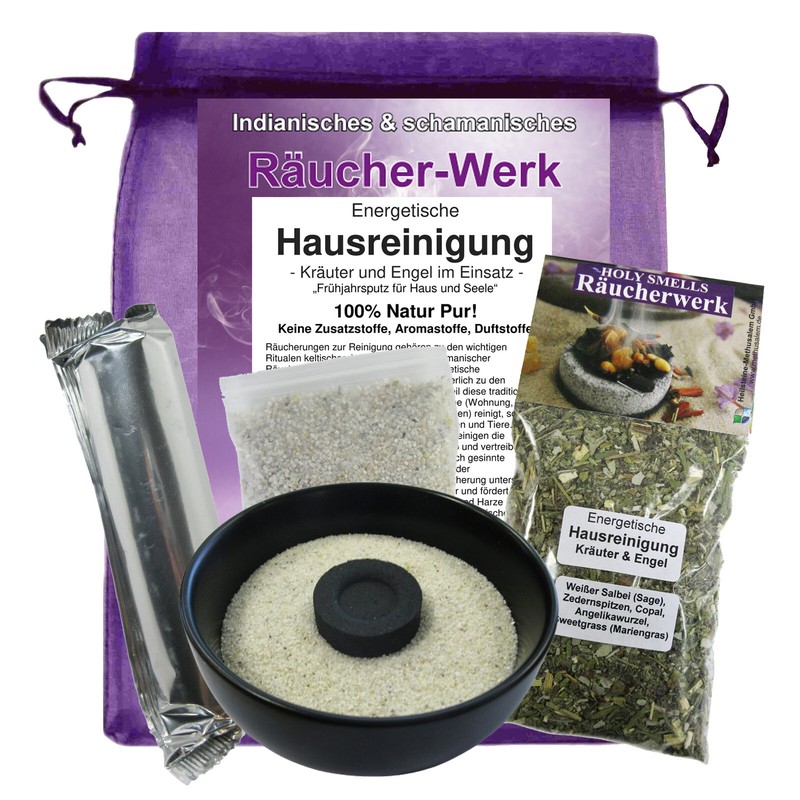 RÃ¤Ucherset 5tlg Energetische Hausreinigung Mit 8cm Schale Sand Kohle 81043-Sk