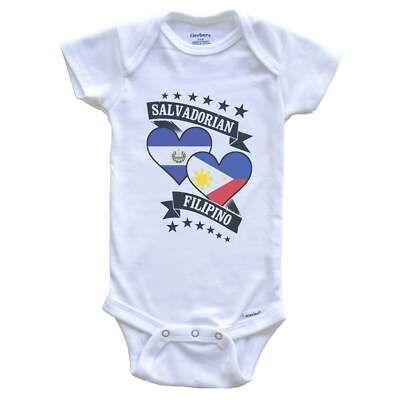 Salvadorian Filipino Heart Flags El Salvador Philippines Baby Bodysuit