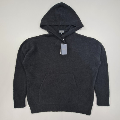 Emporio Armani ICON Womens Hoodie Black 44 Cashmere Silk Soft Cosy Sweater 14 UK