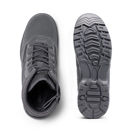 Men's Military Tactical Work Boots Side Zipper Leather Motorcycle Combat Boots