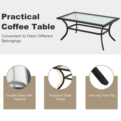 4 PCS Patio Furniture Set Cushion Sofa Loveseat  Sectional Garden Deck Poolside