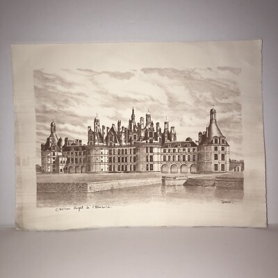 Chateau Royal de Chambord  Historical Monument Print 15  X 11.25 