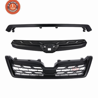 3PCS For 2014-2018 Subaru Forester Front Bumper Grille Black Grill Assembly
