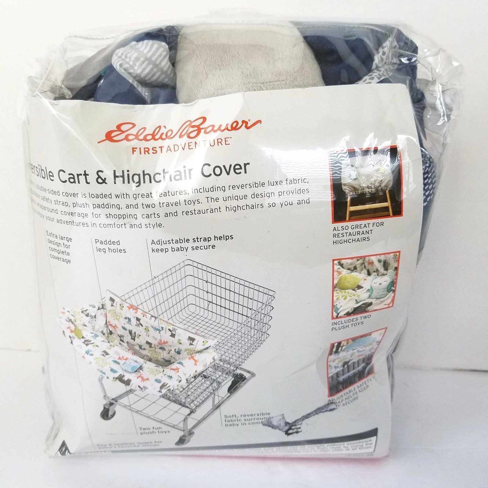Eddie Bauer Reversible Cart & High Chair Cover Blue Gray