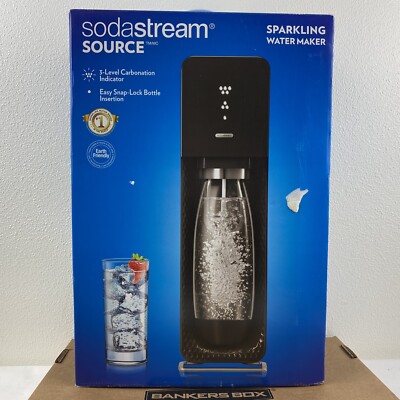 Soda Stream Source Black Sparkling Water Maker SOU-100 Starter Kit New Open Box