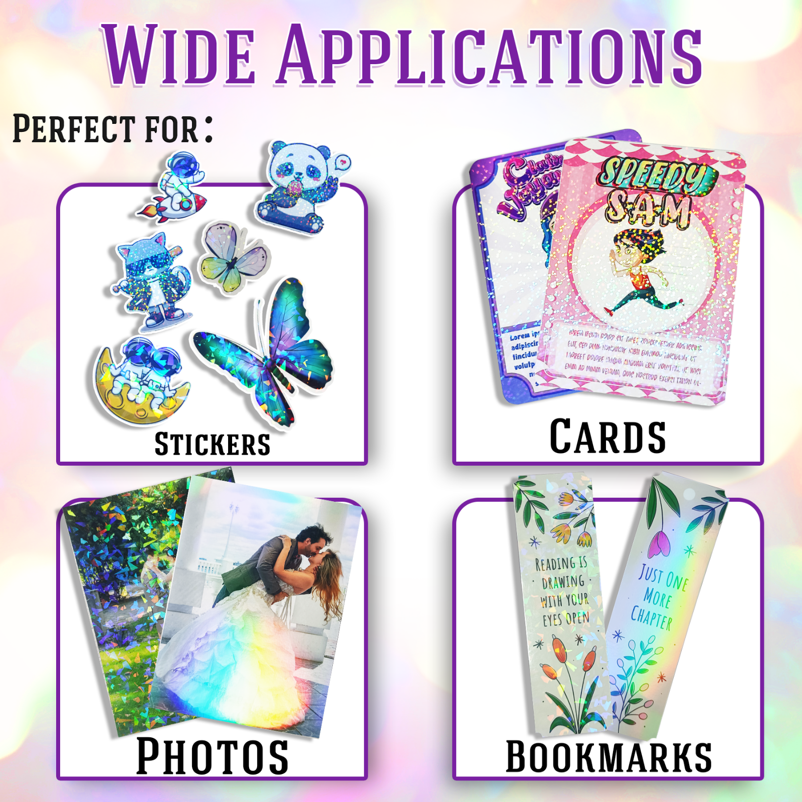 25 Mixed Koala Holographic Sticker Paper Clear Self-Adhesive Laminating Overlay