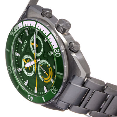 Pre-owned Axwell Minister Chronograph Bracelet Watch W/date - Green